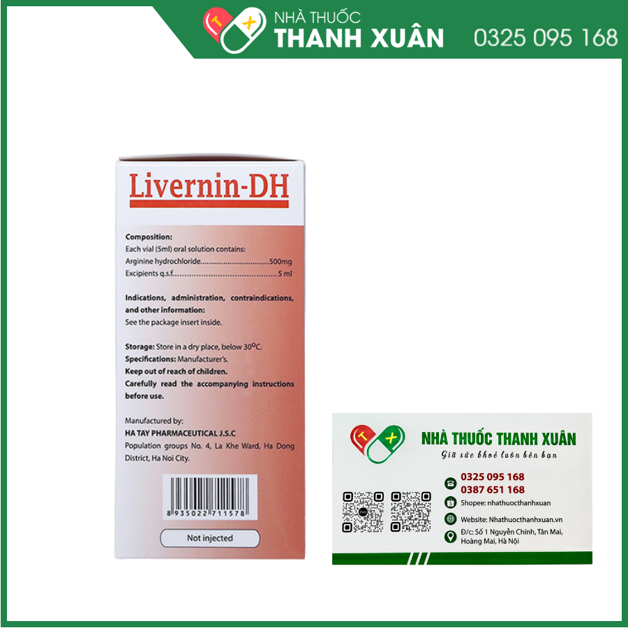Dung dịch uống Livernin-DH 500mg/5ml hỗ trợ điều trị bệnh gan, rối loạn tiêu hóa